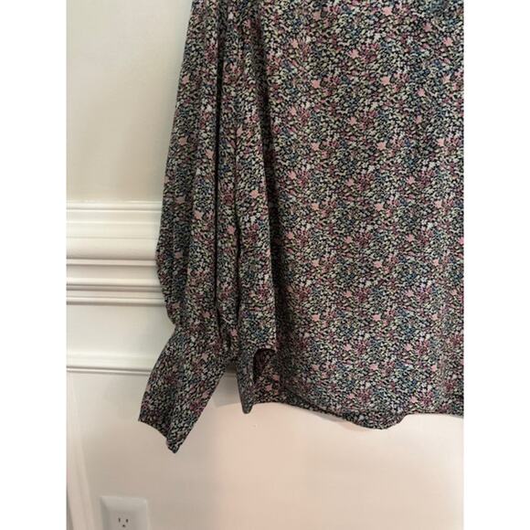 Ganni Blouse Long Sleeve Crepe Floral Print V Neck Top Sz EU34/ US2 Oversized - Picture 8 of 9